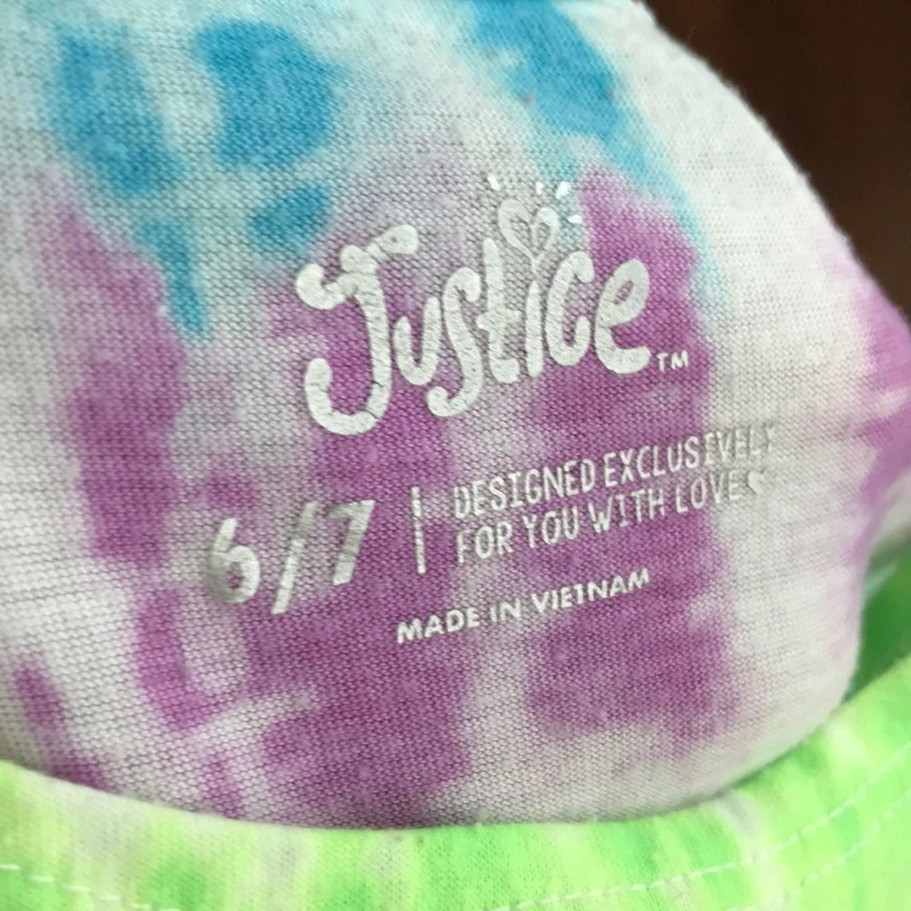 Justice Girls colorful Tie Dye To w/Glitter Logo